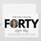 40e uitnodiging van de verjaardag | Minimalistisch (Voorkant / Achterkant)