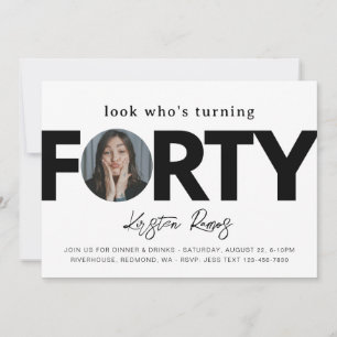 40e uitnodiging van de verjaardag   Minimalistisch