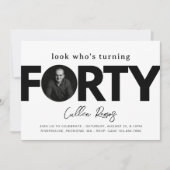 40e uitnodiging van de verjaardag | Minimalistisch (Voorkant)