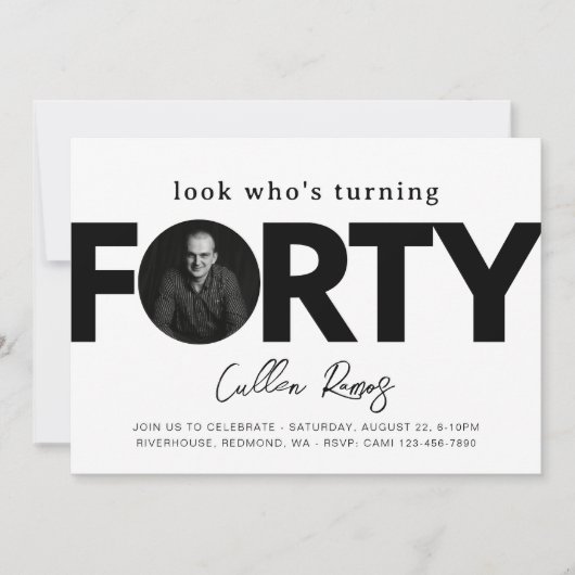 40e uitnodiging van de verjaardag | Minimalistisch (Voorkant)