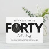 40e uitnodiging van de verjaardag | Minimalistisch (Staand voorkant)