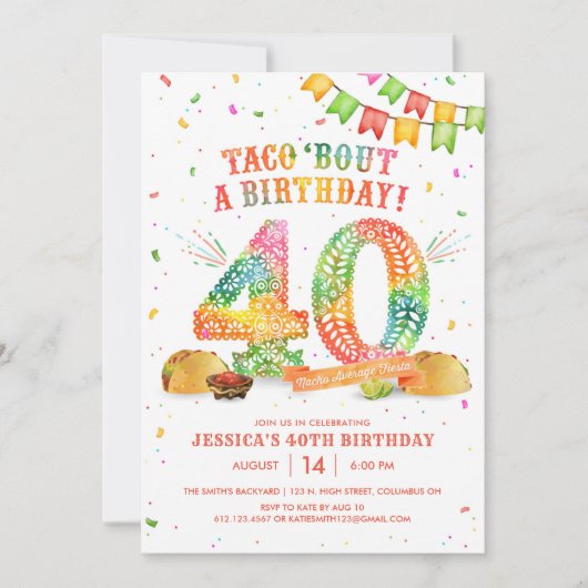 40e uitnodiging van Fiesta Birthday Party (Voorkant)