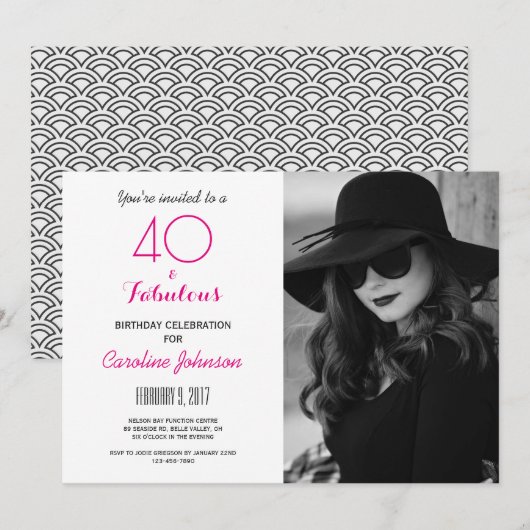 40e Uitnodiging voor verjaardagsfeestje - 40 & Fan (Voorkant / Achterkant)