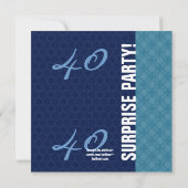 40e URPRISE Birthday Blue Geometric Pattern Kaart (Achterkant)