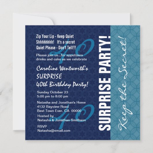 40e URPRISE Birthday Blue Geometric Pattern Kaart (Voorkant)