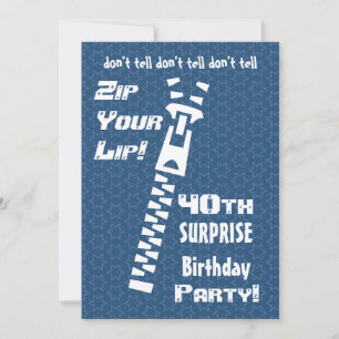 40e URPRISE Birthday Blue Stars Zip Uw Lip Kaart