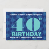 40e URPRISE Birthday Party Blue en Aqua B400 Kaart (Voorkant)