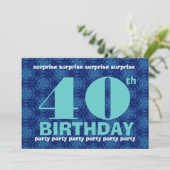 40e URPRISE Birthday Party Blue en Aqua B400 Kaart (Staand voorkant)