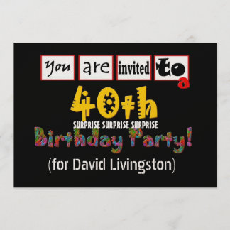 40e URPRISE Birthday Party Gold Metallic Paper Kaart
