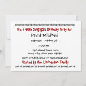 40e URPRISE Birthday Party Invitation Balloons Kaart (Achterkant)