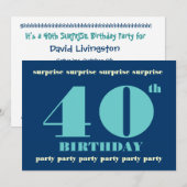 40e URPRISE Birthday Party Invitation - Blue Kaart (Voorkant / Achterkant)