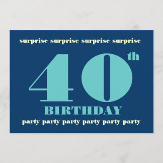 40e URPRISE Birthday Party Invitation - Blue Kaart