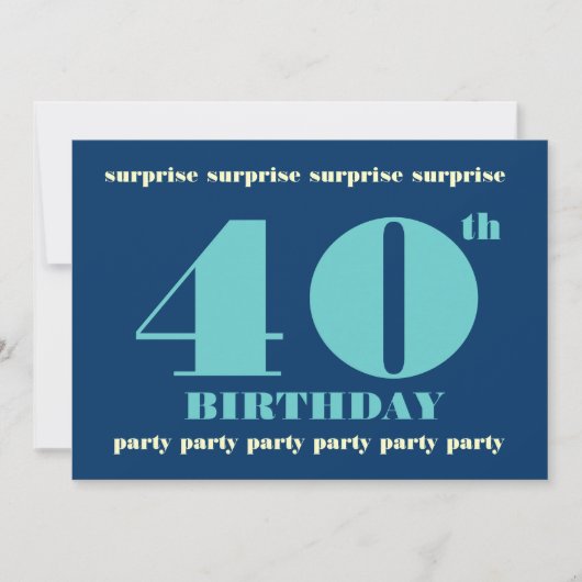 40e URPRISE Birthday Party Invitation - Blue Kaart (Voorkant)