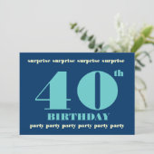 40e URPRISE Birthday Party Invitation - Blue Kaart (Staand voorkant)