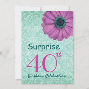 40e URPRISE Birthday Party Pink and Blauwgroen Dai Kaart