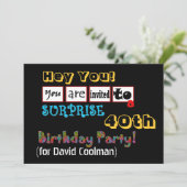 40e URPRISE Birthday Party Sjabloon V01 Kaart (Staand voorkant)