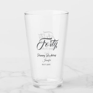 40e veertig letter verjaardag naam datum jaar grij glas