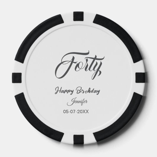 40e veertigste letter verjaardag naam datum jaar g poker chips (Voorkant)