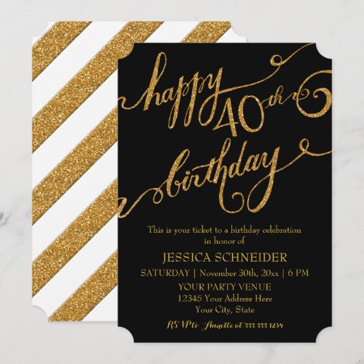 40e, veertigste verjaardag Ticket Celebration Kaart (Voorkant / Achterkant)