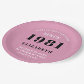 40e verjaardag 1981 Pink Grey voor haar gepersonal Papieren Bordje (Gekanteld)