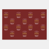 40e verjaardag 1981 rood goud voor hem persoonlijk inpakpapier vel (Voorkant)