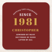40e verjaardag 1981 rood goud voor hem persoonlijk kartonnen onderzetters (Voorkant)