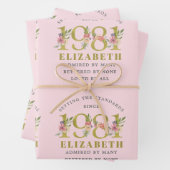 40e verjaardag 1981 roze goudflora op persoonlijke inpakpapier vel (In situ)