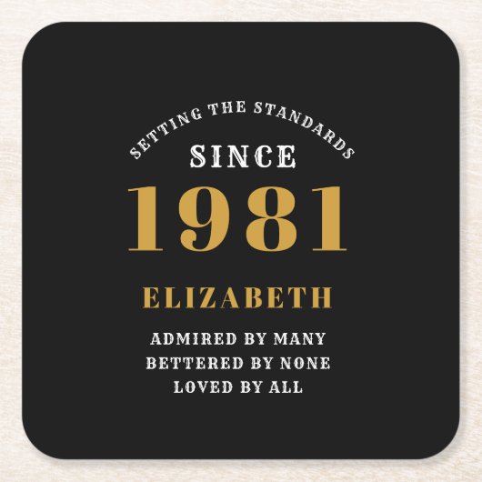 40e verjaardag 1981, speciaal gepersonaliseerd doo kartonnen onderzetters (Voorkant)