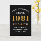 40e verjaardag 1981 van Black Gold Lady op persoon Kaart (Gele Bloem)