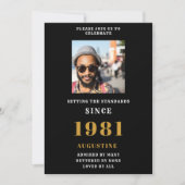 40e Verjaardag 1981 Zwart Goud Fotosjabloon Kaart (Voorkant)