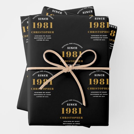 40e verjaardag 1981 zwart goud voor hem persoonlij inpakpapier vel (In situ)