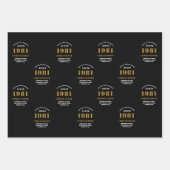 40e verjaardag 1981 zwart goud voor hem persoonlij inpakpapier vel (Voorkant)