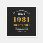 40e verjaardag 1981 zwart goud voor hem persoonlij servet (Voorkant)