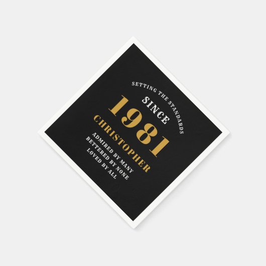 40e verjaardag 1981 zwart goud voor hem persoonlij servet (Hoek)