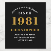 40e verjaardag 1981 zwart goud voor hem persoonlij wijn etiket (Enkel label)