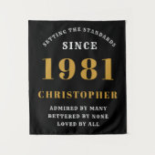 40e verjaardag 1981Zwart goud voor hem gepersonali Wandkleed (Voorkant)