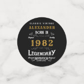 40e verjaardag 1982 Black Gold Add Name Retro Confetti (Kleine voorkant)