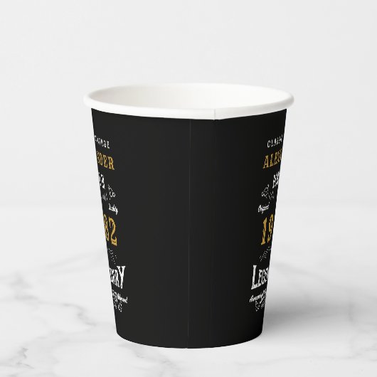 40e verjaardag 1982 Black Gold Add Name Retro Papieren Bekers (Rechts)
