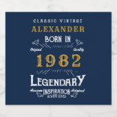 40e verjaardag 1982 Blauw goud toevoegen Bier Etiket (Enkel label)