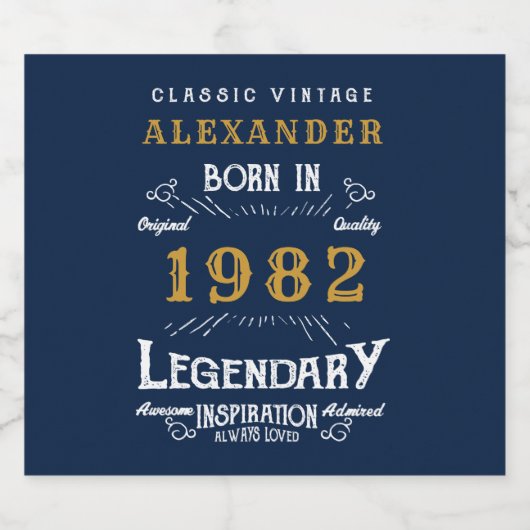 40e verjaardag 1982  Blauw goud toevoegen Bier Etiket (Enkel label)