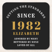 40e verjaardag 1982 Elegant Black Gold Chic Kartonnen Onderzetters (Voorkant)