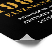 40e verjaardag 1982 Elegant Black Gold Chic Poster (Hoek)