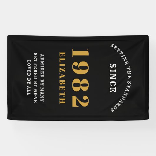 40e verjaardag 1982 Elegant Chic Gold Black Spandoek (Horizontaal)