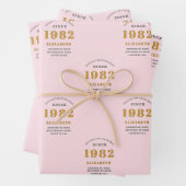 40e verjaardag 1982 Elegant Gold roze grijs Inpakpapier Vel (In situ)