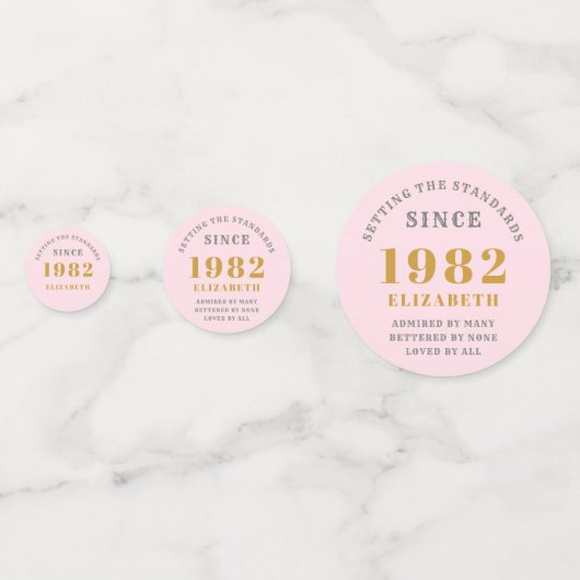 40e verjaardag 1982 Elegant Pink Gold Chic Elegant Confetti (Voorkanten)