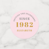 40e verjaardag 1982 Elegant Pink Gold Chic Elegant Confetti (Kleine voorkant)