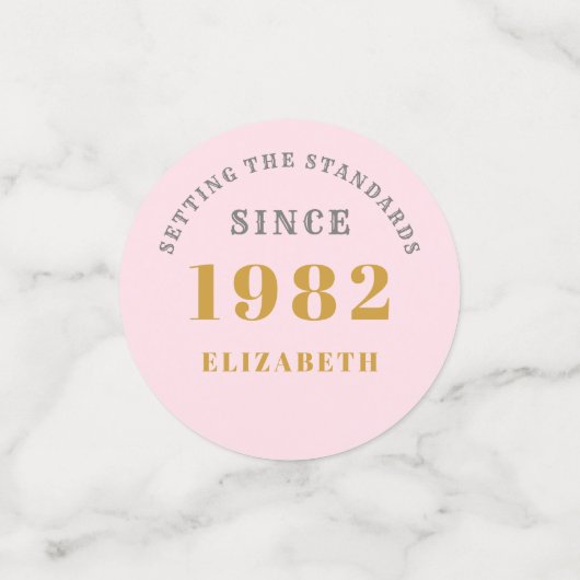 40e verjaardag 1982 Elegant Pink Gold Chic Elegant Confetti (Kleine voorkant)