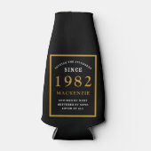 40e verjaardag 1982 Naam Elegant Chic Black Gold Flesjeskoeler (Voorkant)