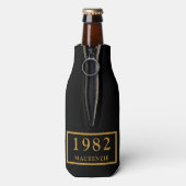 40e verjaardag 1982 Naam Elegant Chic Black Gold Flesjeskoeler (Fles Achterkant)
