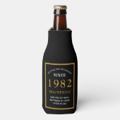 40e verjaardag 1982 Naam Elegant Chic Black Gold Flesjeskoeler (Fles Voorkant)